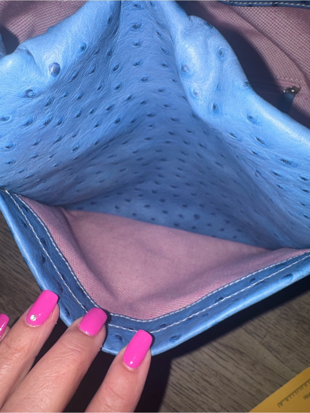 NWOT Dooney & Bourke Blue Ostrich Embossed Shoulder Bag Stunning Blue ORG $498 - Picture 4 of 8